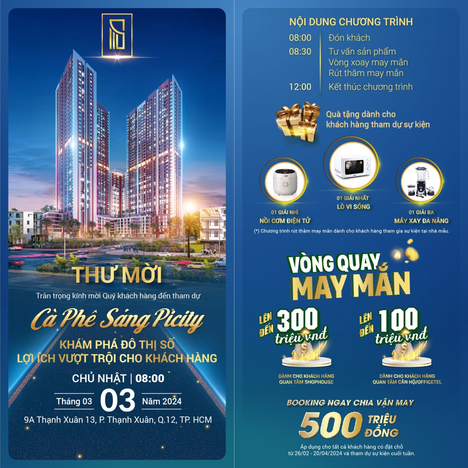 Thư mời Mini Event hàng tuần tại nhà mẫu Picity